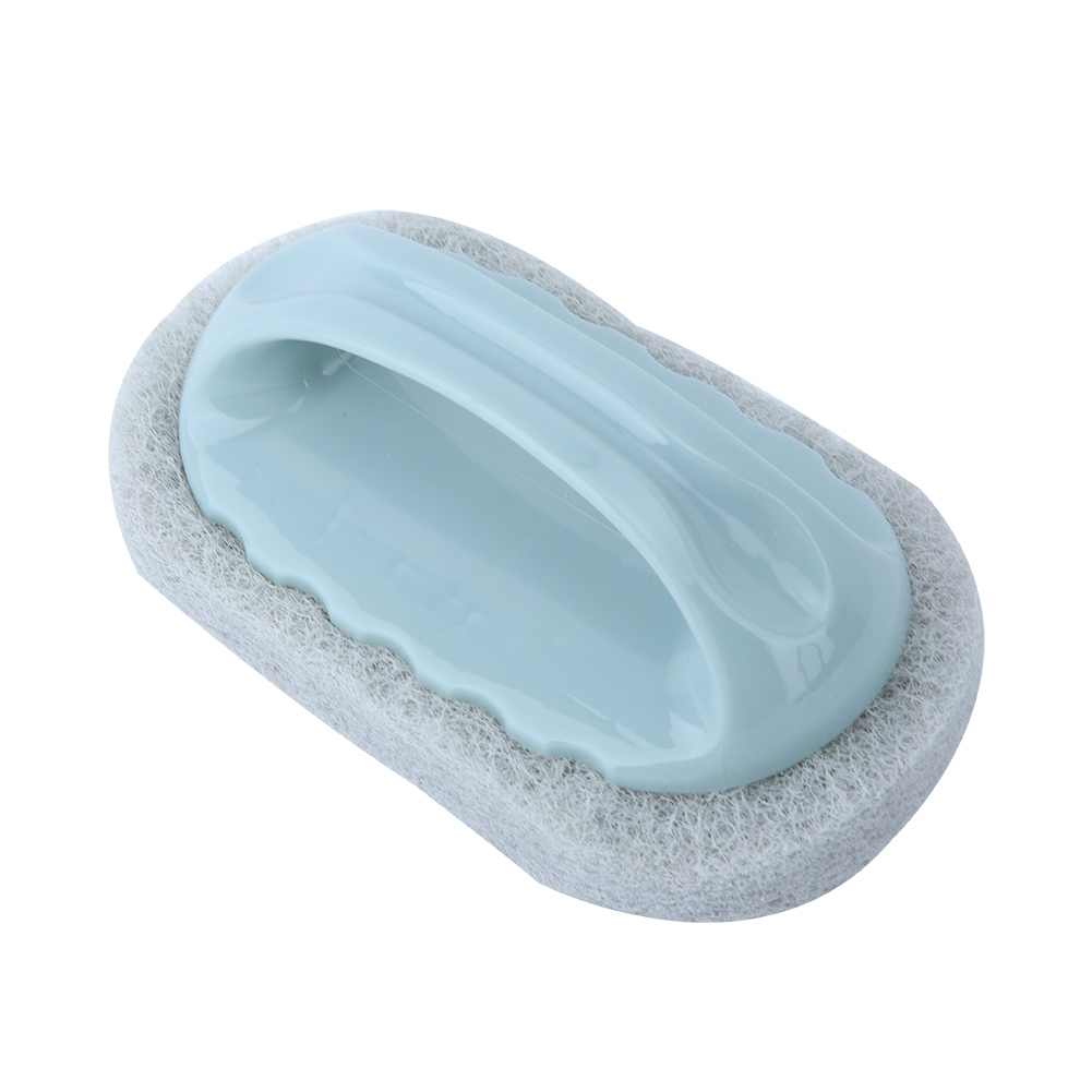 Brosse de nettoyage ergonomique en fibre douce, manche PP écologique, bleu