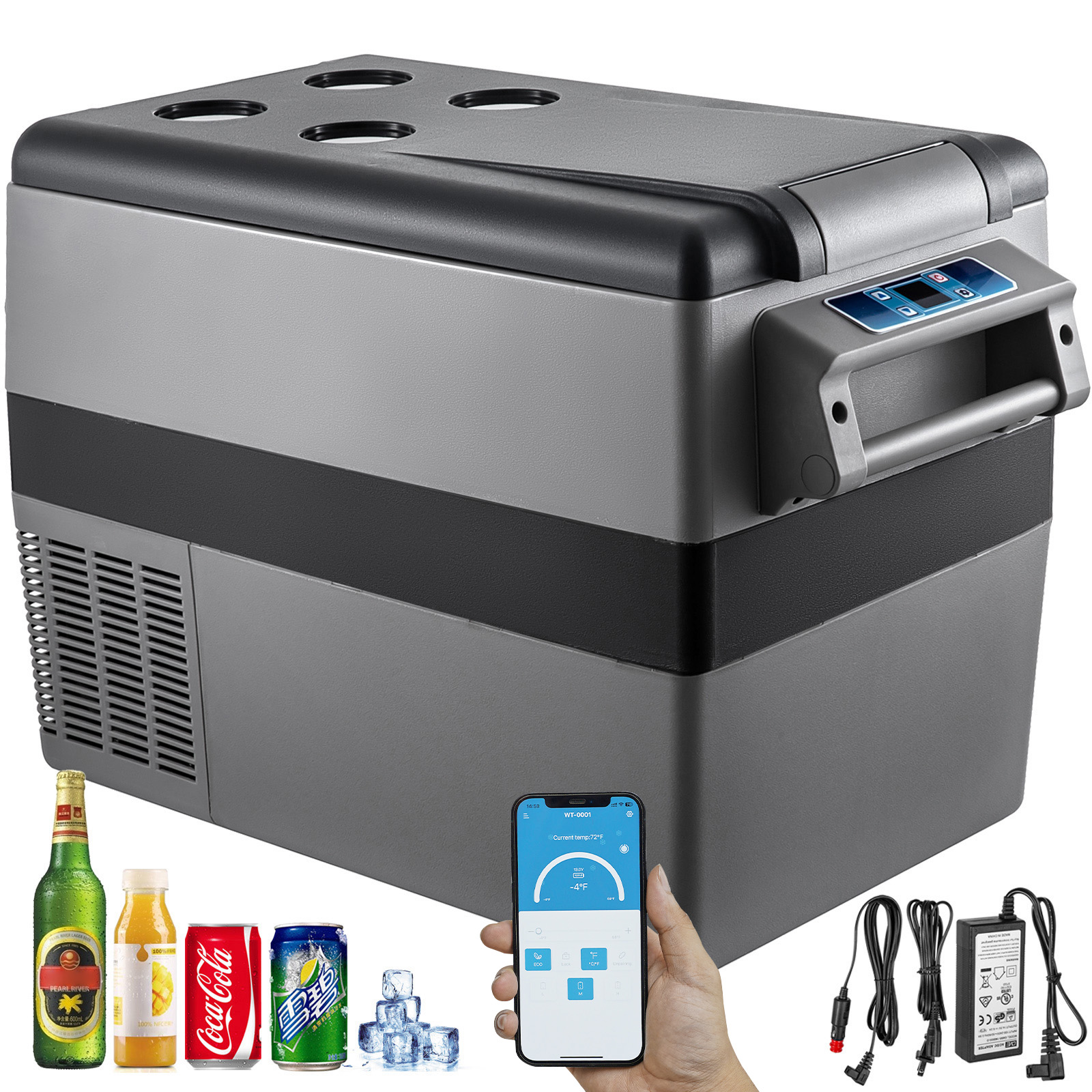 Vevor Frigorifero Portatile, 45 L Piccolo Frigorifero Compressore Portatile, 45 W Frigorifero Per Auto, 27 X 14 X 18 Pollici, Congelatore Domestico, Frigorifero Da Viaggio Piccolo Congelatore Per Auto