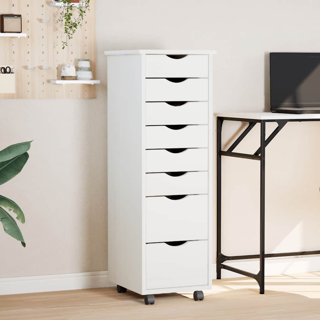 Vidaxl – Armoire Roulante Avec 8 Tiroirs – Bois De Pin Massif