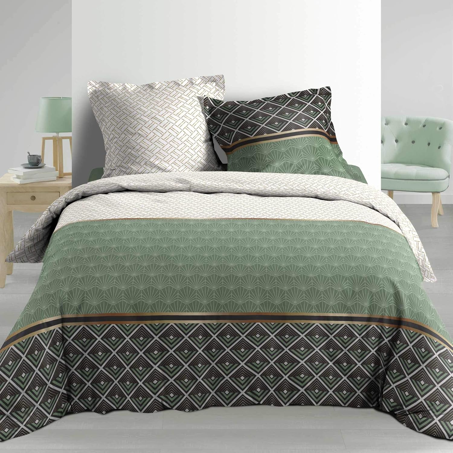 Parure De Lit Percale - Belor - 260 X 240 Cm