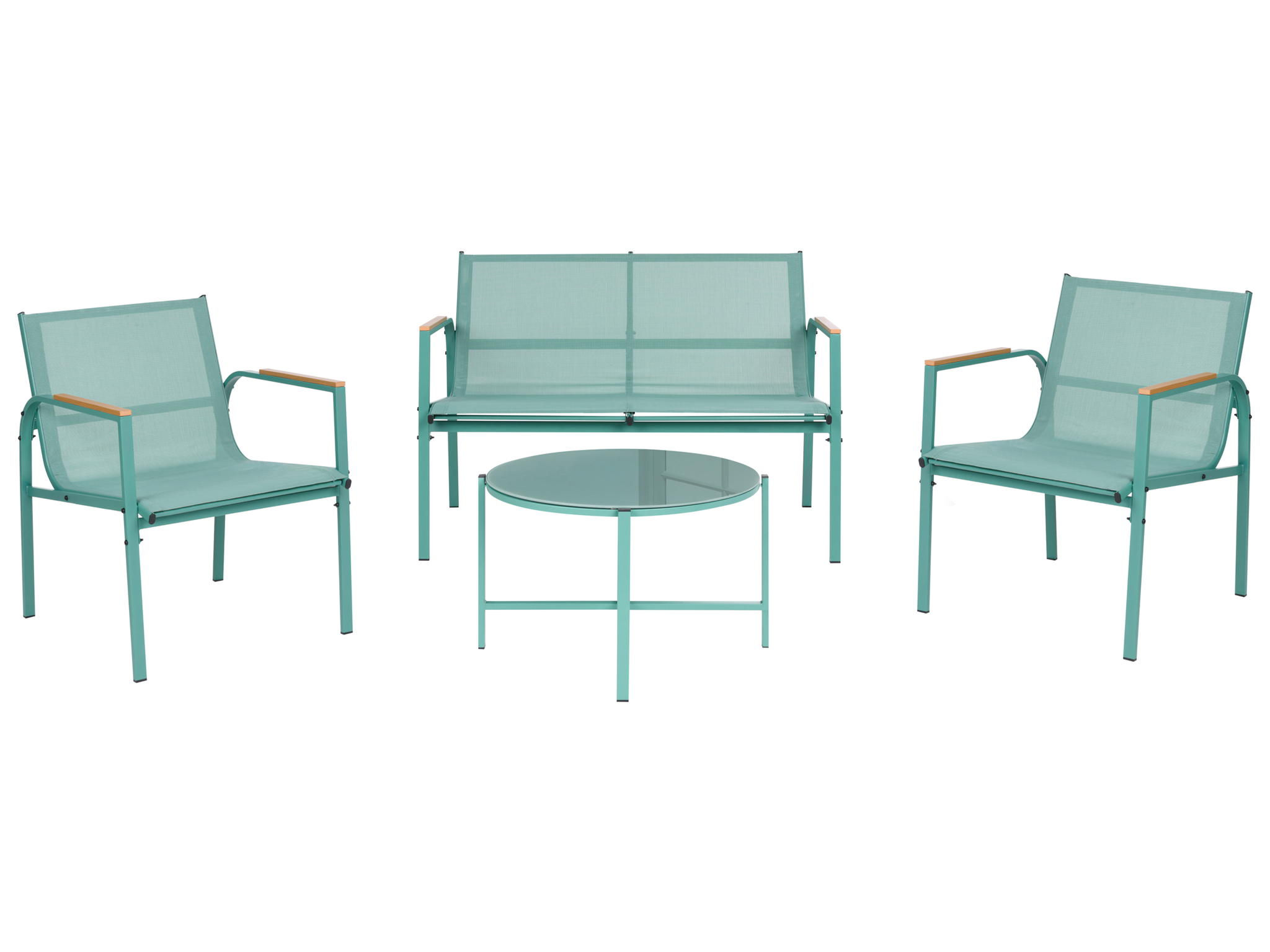Beliani Lounge Set Mit Tisch 4-sitzer Ledro Metall Grün