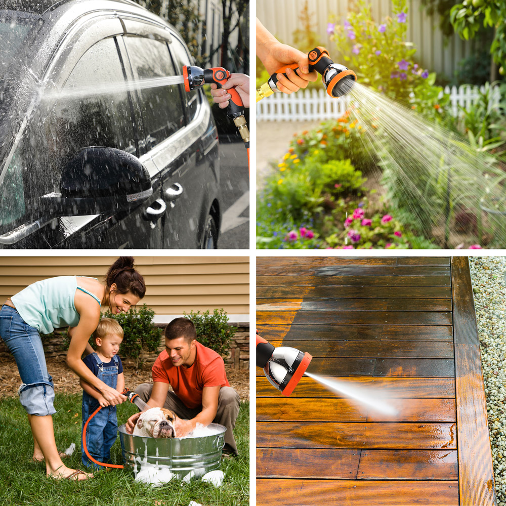 Gardebruk - Tuyau D'Arrosage Flexible Latex Triple Épaisseur Adaptateur En Laiton 12 Bars Jardin Plantes Orange - 30m