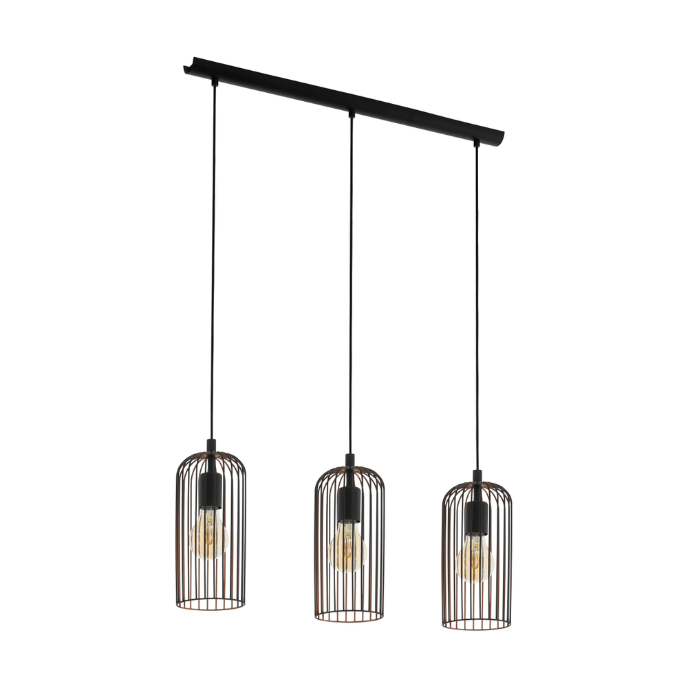 Eglo - 3er Pendelleuchte Roccamena Schwarz-kupfer 73 X 13 Cm E27 Pendelleuchte