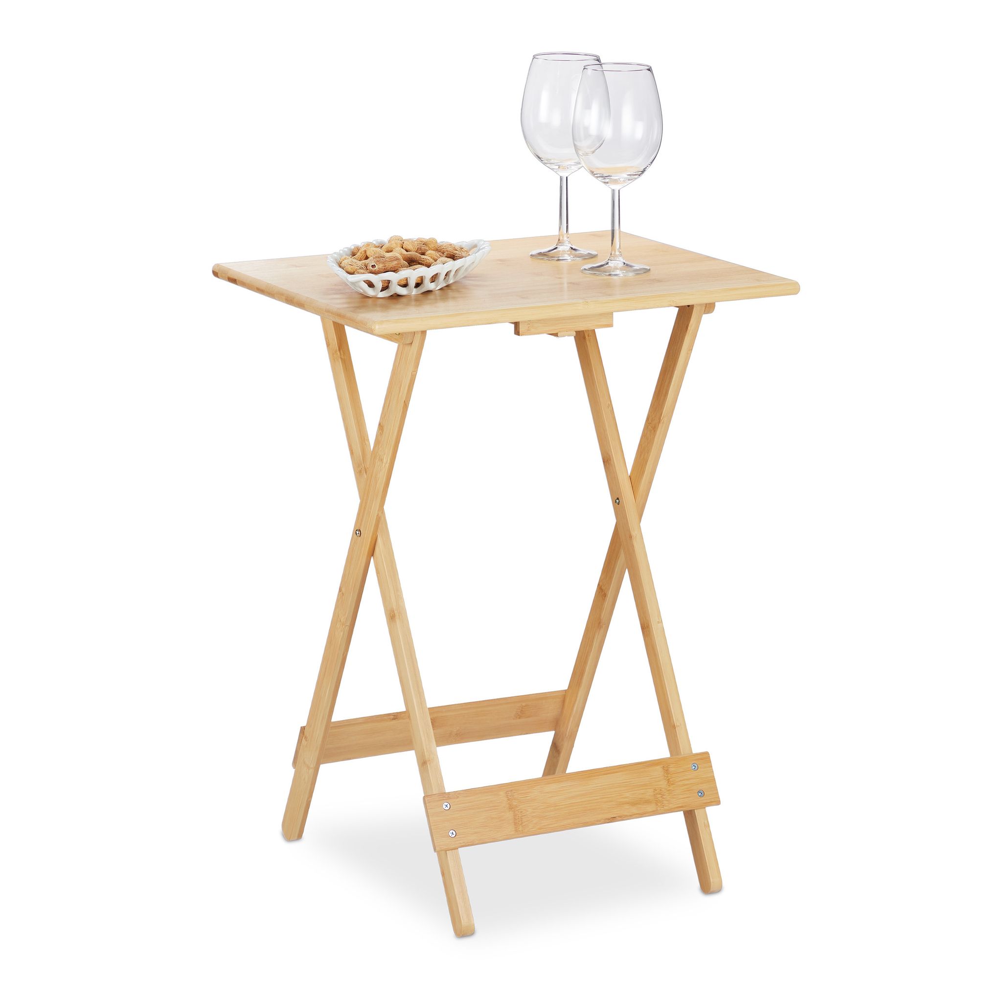 Relaxdays - Tavolino Pieghevole In Bambù, Arredamento Salvaspazio Per Salotto, Balcone E Terrazza, Tavolo Home, Naturale