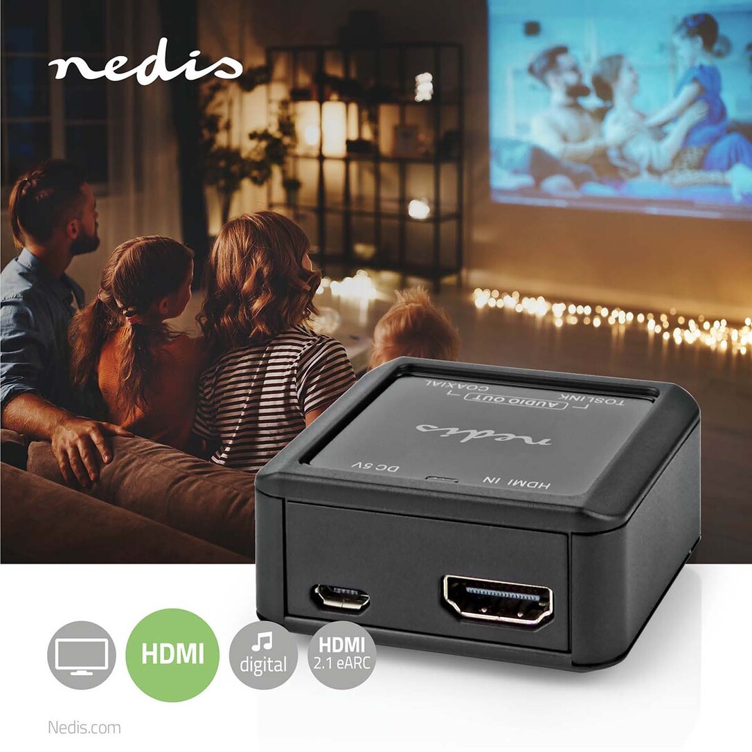 Nedis Digital Audio Converter 1-Weg Anschlüsse – Eingang: DC Power / HDMI™ Eingang Anschlüsse (0.10 m), Audiokabel - Bild 5