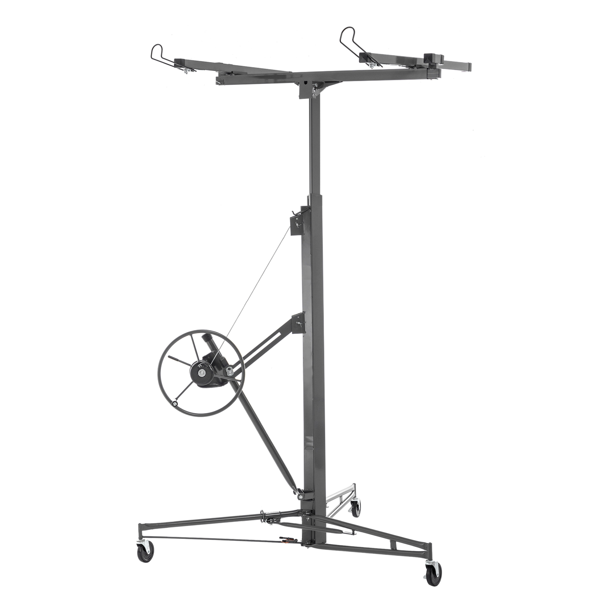 Levier pliable pour plaques de plâtre, hauteur réglable 180-470 cm, charge 68 kg, inclinaison 60°, 3 roulettes avec frein