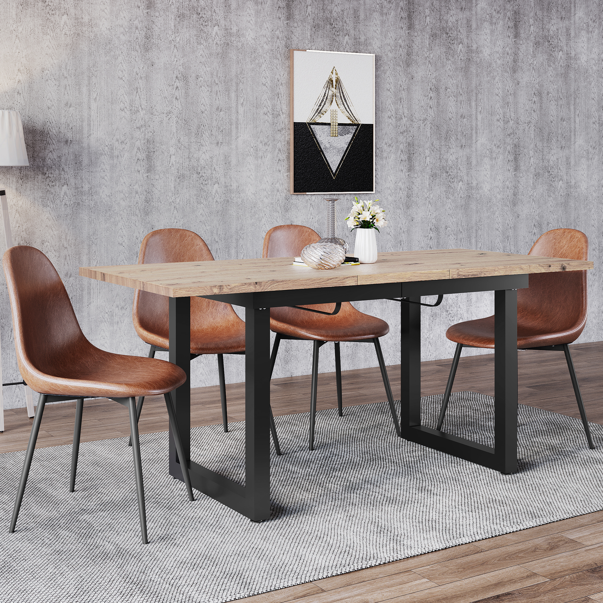 Tavolo Da Pranzo Estensibile, L140/180 X P80 X A75, Tavolino Da Caffè Rettangolare In Stile Industriale, Tavolo Da Pranzo Moderno E Semplice In Ferro, Tavolo Da Pranzo Multifunzionale Salvaspazio, Mdf