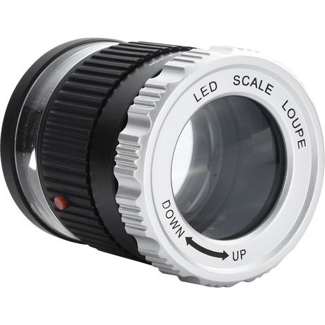 Loupe à main 40x avec 3 LED et 3 UV, distance de mise au point réglable, verre et ABS, pliable