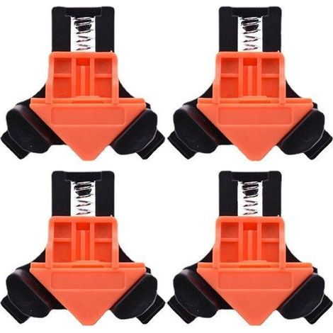 Serre-joint d'angle 90° à ressort, ouverture 5 à 22 mm, plastique et caoutchouc, lot de 4