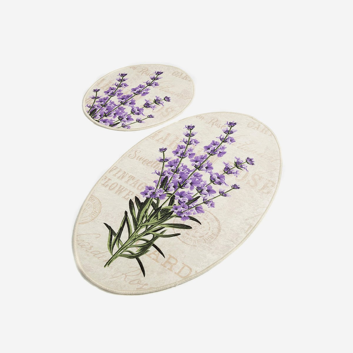 Badezimmerteppich Set 2-teilig Rutschfest Lavender