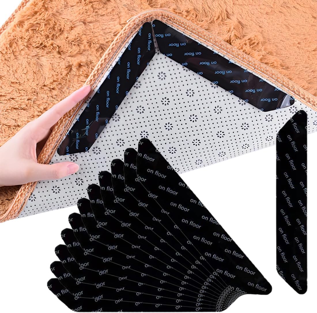 Coins de tapis antidérapants autocollants, 2 mm, lavables et réutilisables, lot de 12