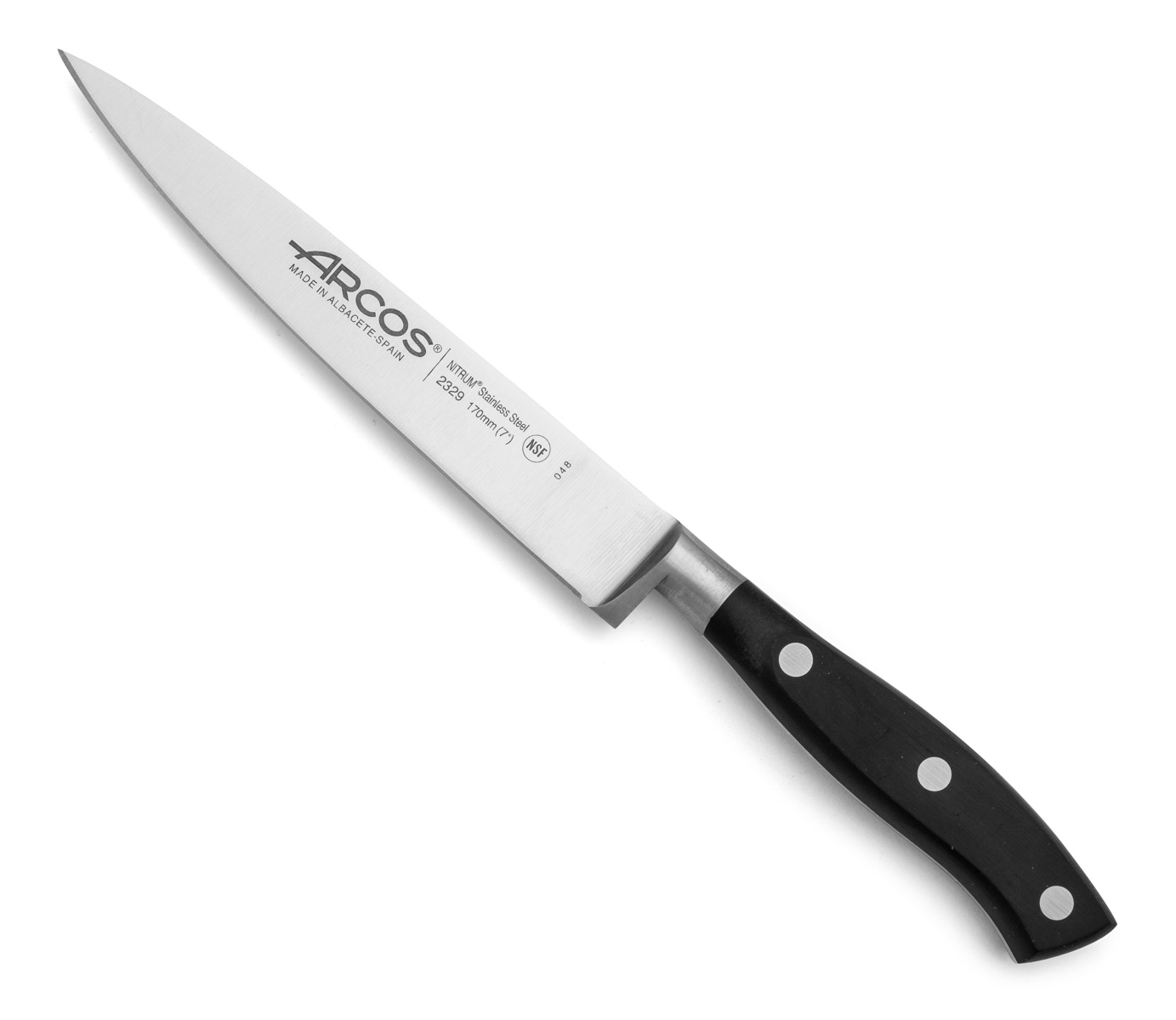 Arcos Fischmesser Serie Riviera Forjada - Klinge aus Nitrum Edelstahl 18 cm - Ergonomischer Griff aus Polyoxymethylen, Ideal für Fisch und Aale - Schwarz - Bild 2