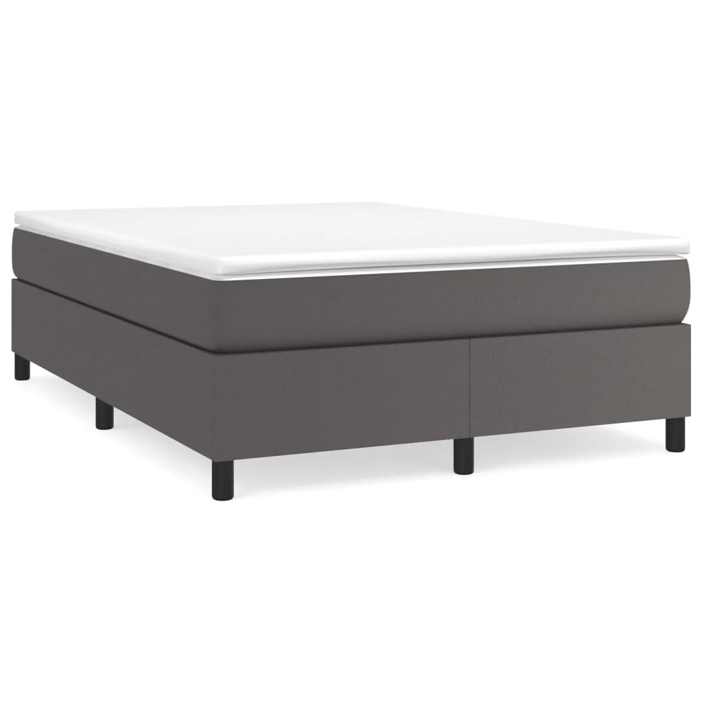 Lit Double Lit Adulte Sommier À Lattes - Gris 140x190 Cm Similicuir Fr5673 - Maison La Vie