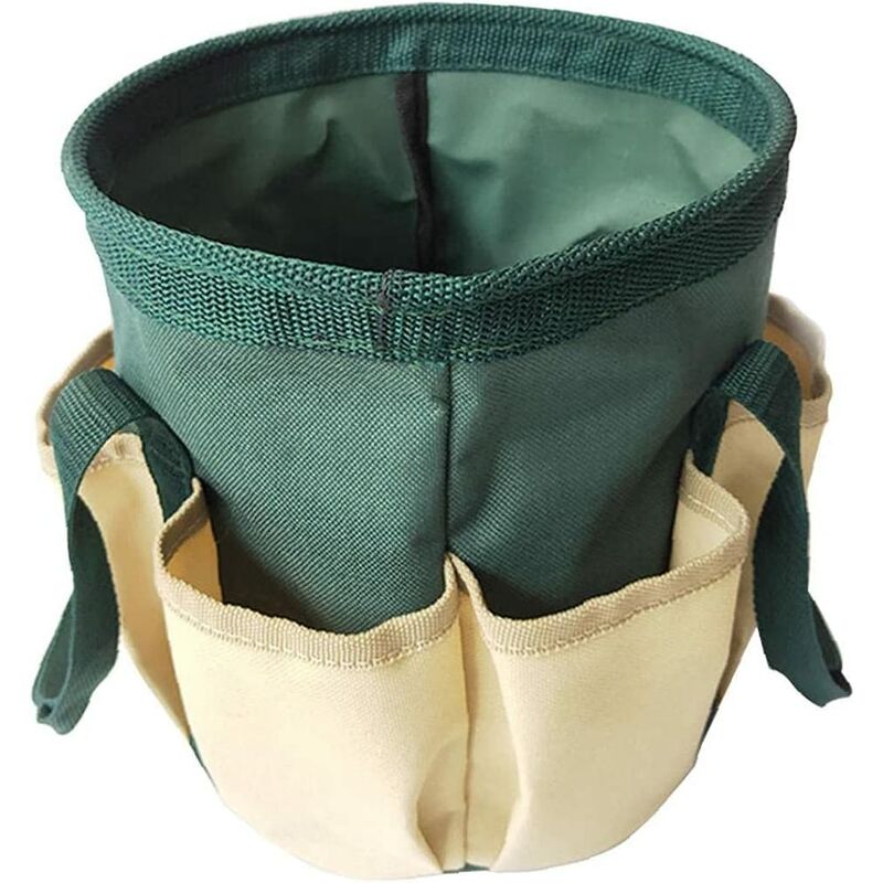 Sac de rangement pour outils de jardin en toile imperméable, 2 poches latérales, 19 x 19 x 21,5 cm, vert