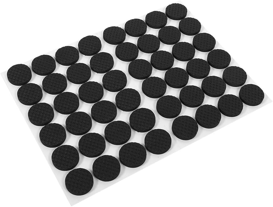 Patins de protection de sol ronds en caoutchouc autocollants, noir, lot de 48