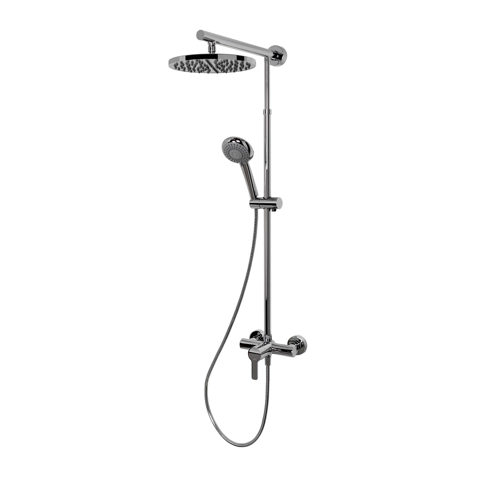 Duschsystem, Verchromt, Korpus Aus Messing, Duschmaster Rain Mit Regendusche, Mit Einhebelmischer, Kopfbrause Rund - Schulte