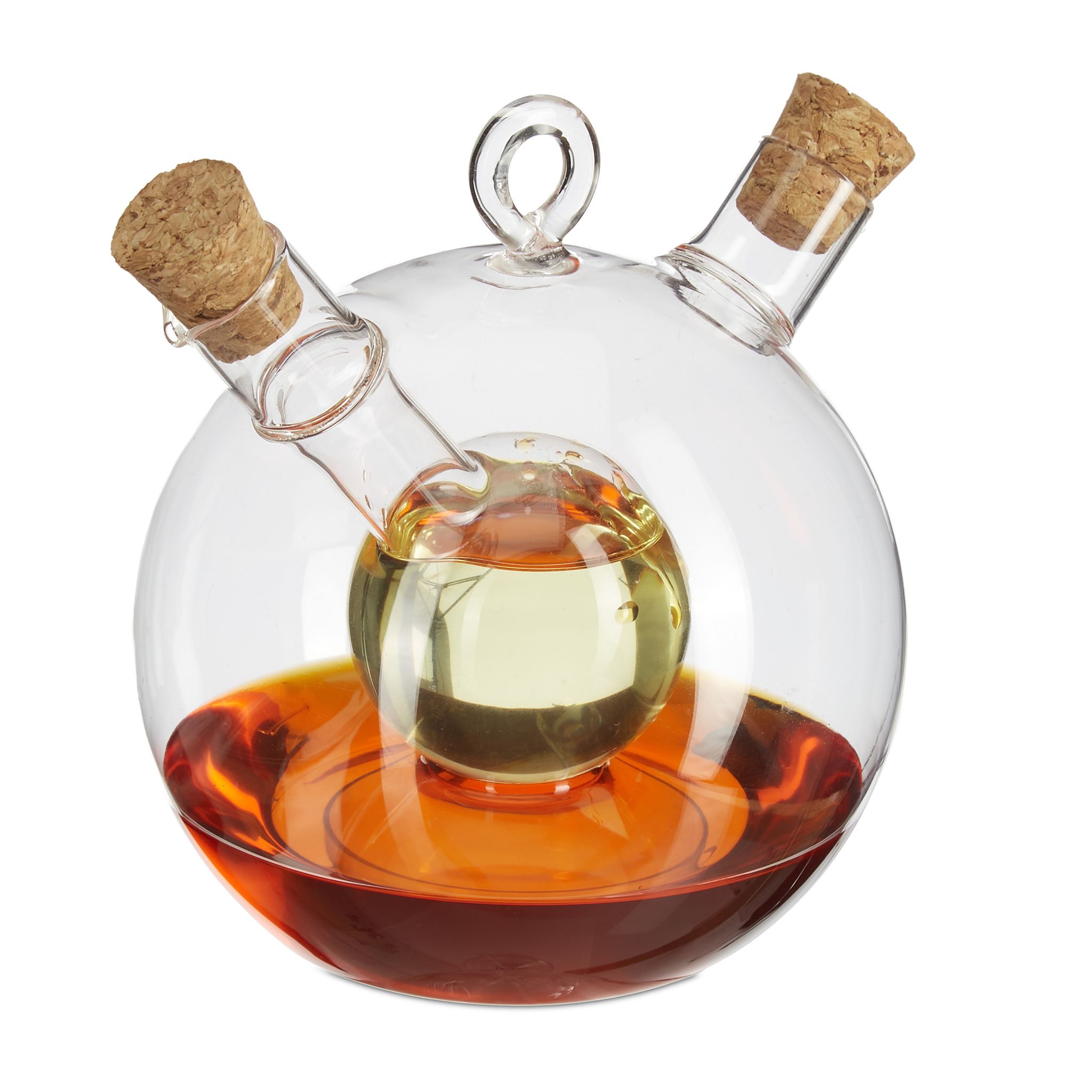 Relaxdays Transparent, Hellbraun Essig- Und Ölspender, 2 In 1, Ölflasche Mit Korken, Essig Und Öl In Einem, 375 Ml Und 50 M, - Image 3