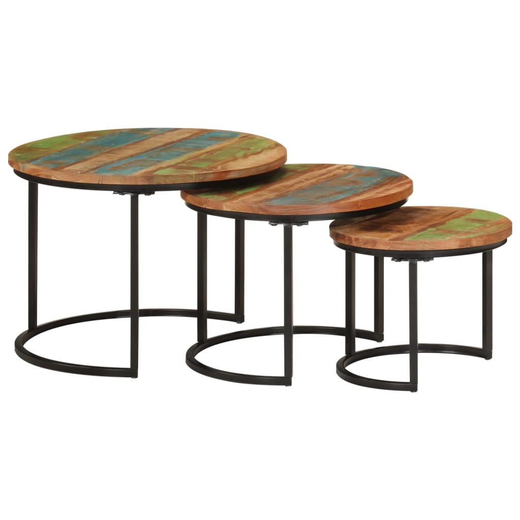 Vidaxl - Tables Gigognes 3 Pcs Bois Massif De Récupération