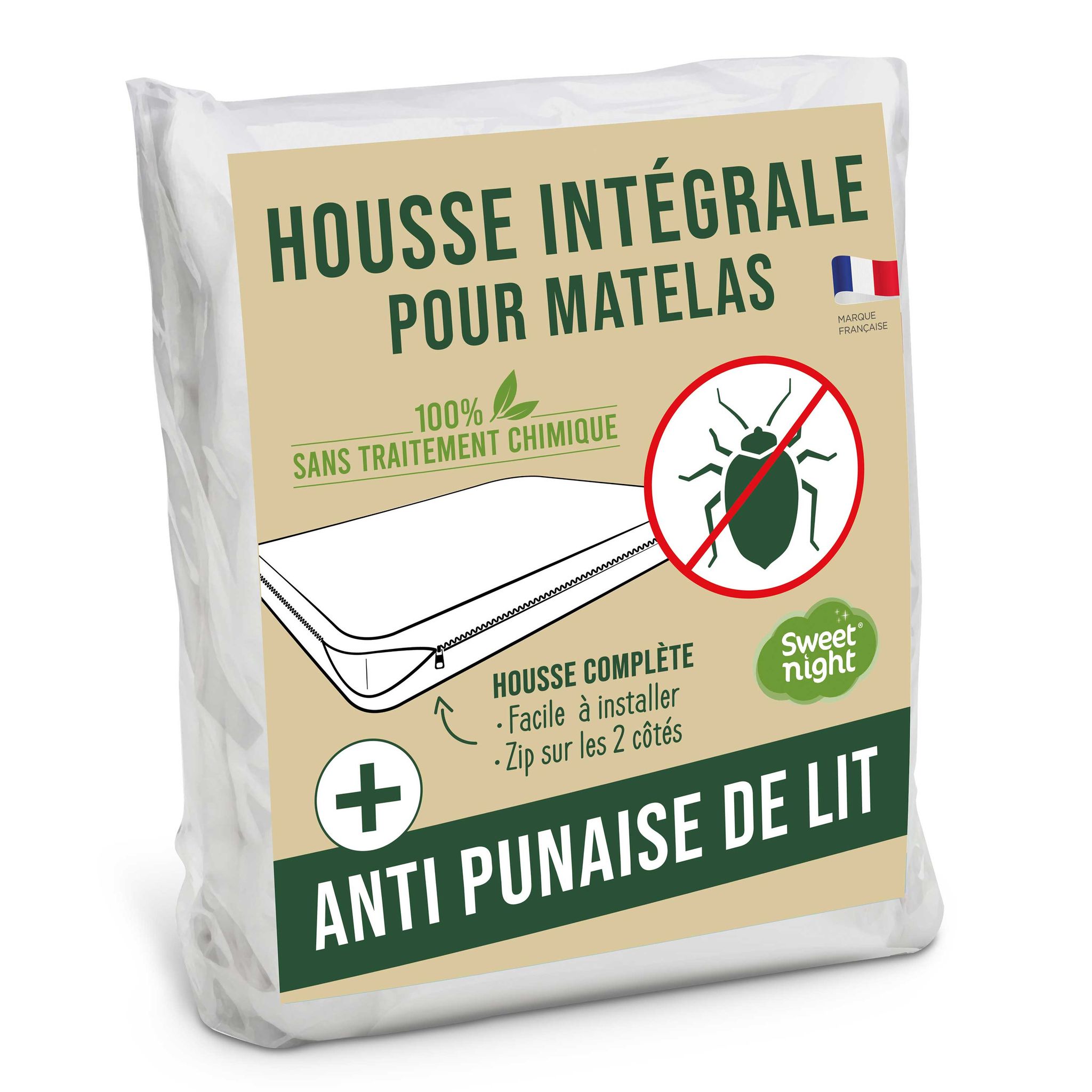 Sweet Night – Housse Intégrale Matelas 90x190x30 Cm – Anti-punaises De Lit – Barrière Multicouches Sans Traitement Chimique – Certifiée Oeko-tex 100-1