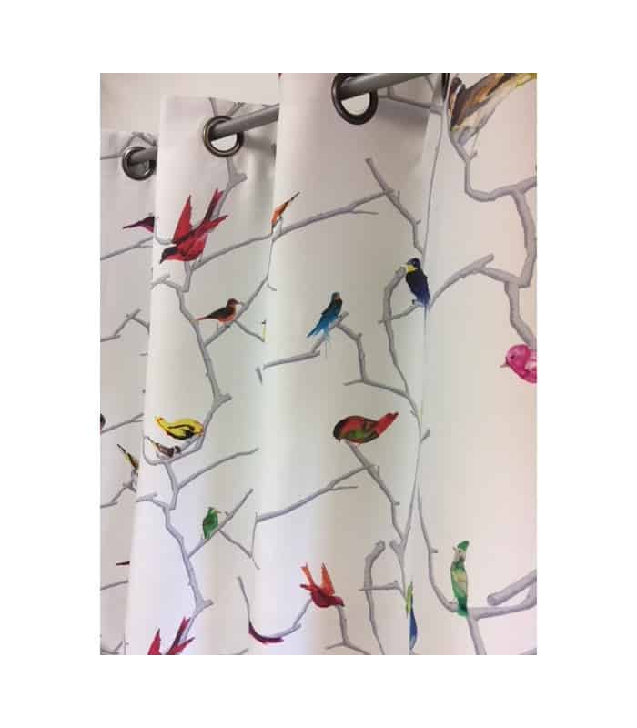Homemaison - Rideau Occultant Motif Colibris - 145x260cm - Blanc