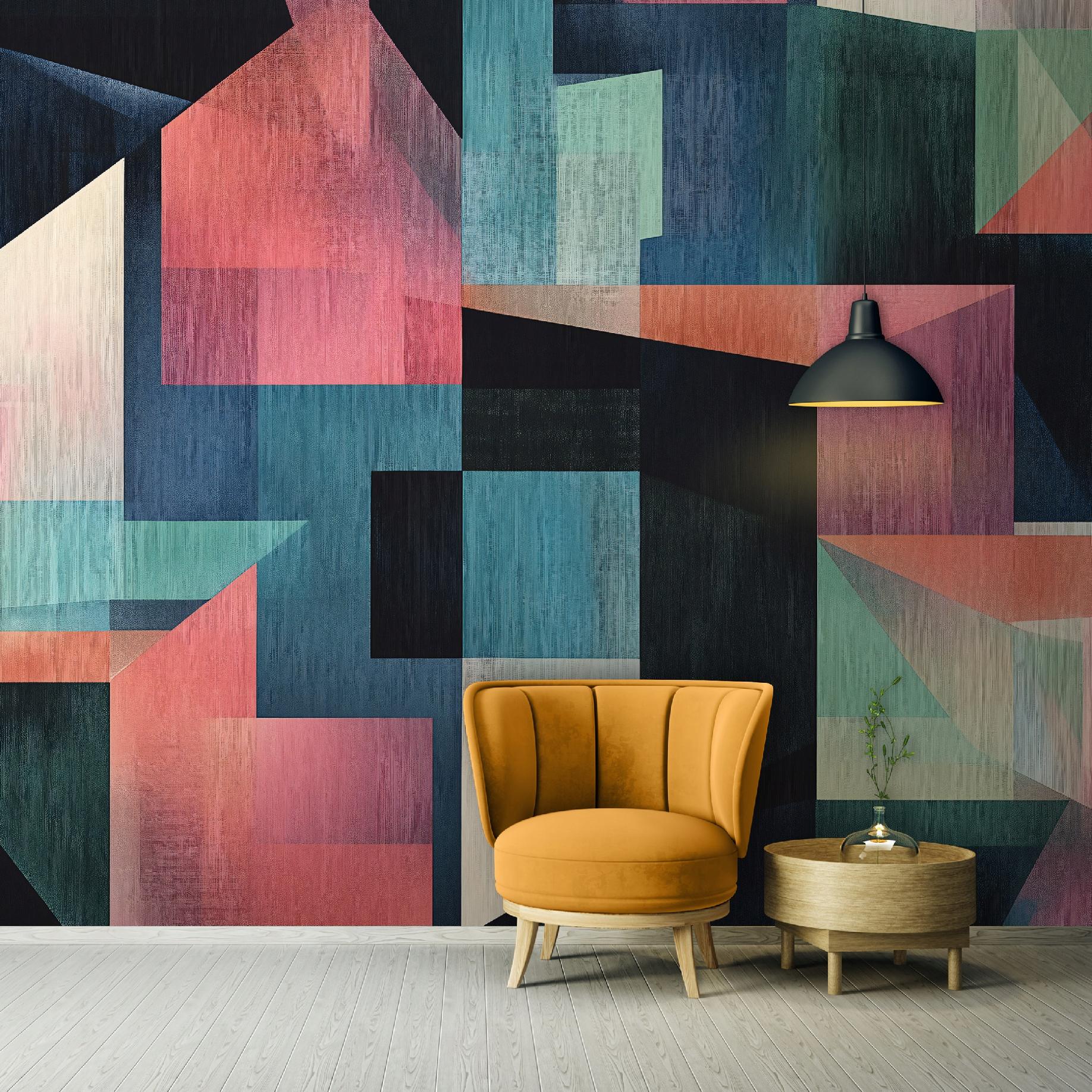 Wallarena Vlies Fototapete Abstrakt 150x105 Cm, Tapeten, Für Wohn Und Schlafzimmer, Vliestapete Wandtapete Tapete 3d Effekt- Inkl. Kleister - Geometrisch Bunt
