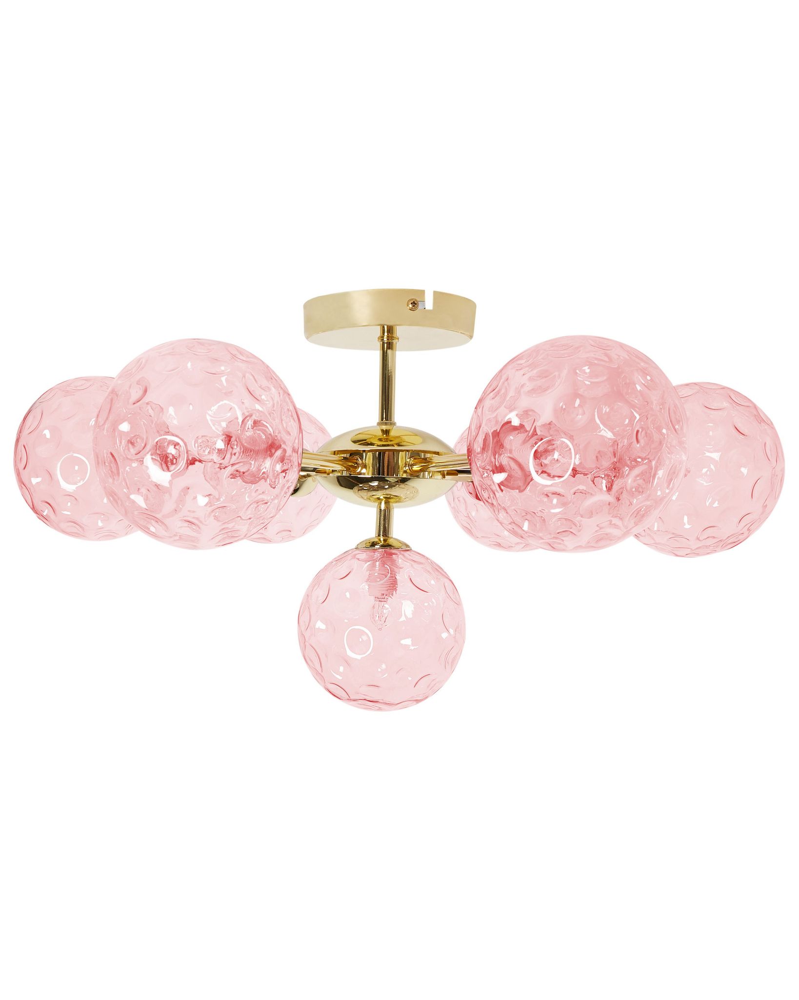 Beliani – Plafonnier Led Moderne 7 Lumières – Abat-jour En Verre Rose