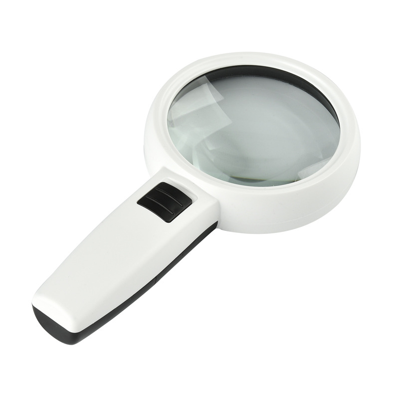 Loupe de poche à LED, lentille en verre optique double couche 110 mm, grossissement 30x