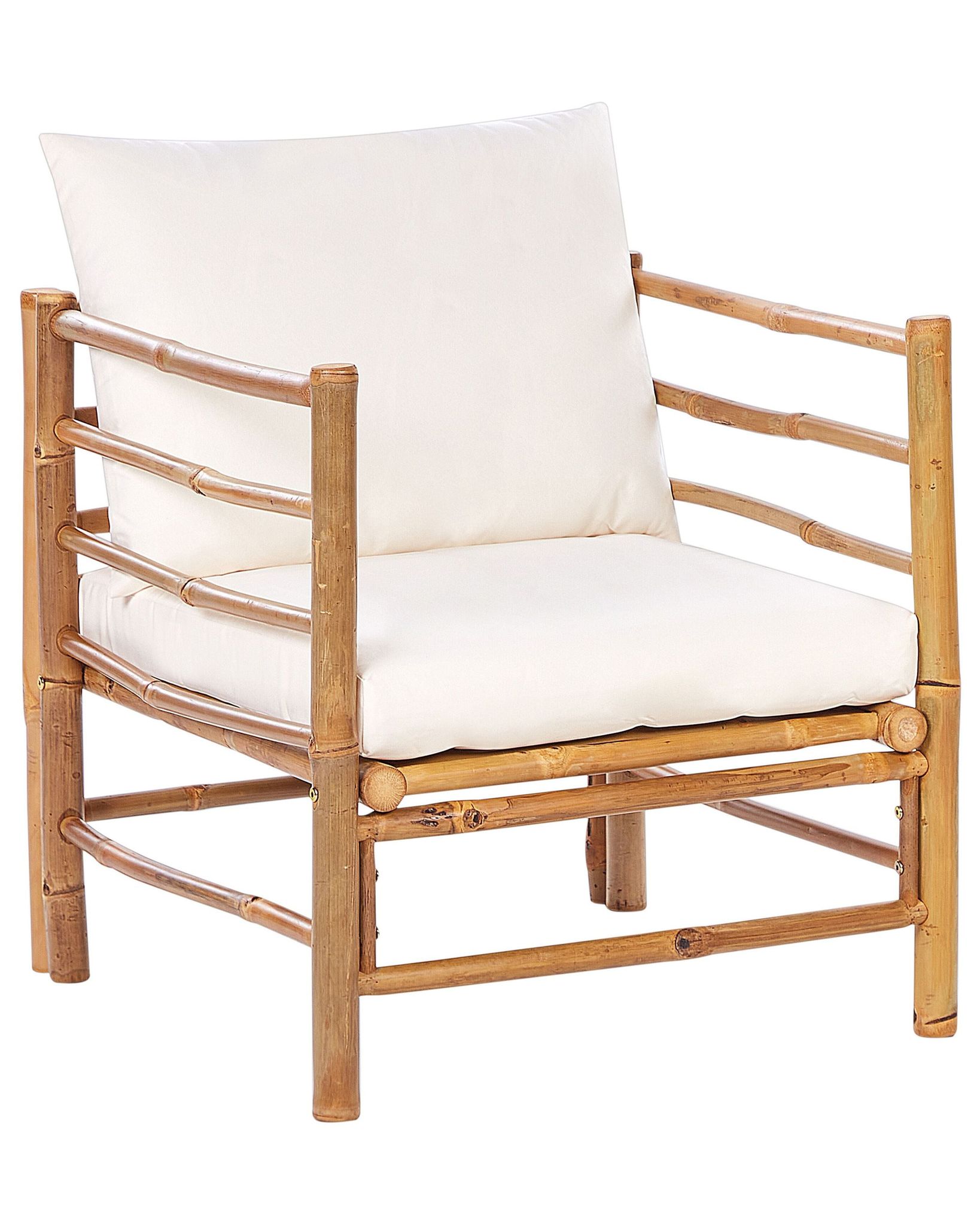 Beliani Garden Armchair Cerreto Bamboo Wood Off-white