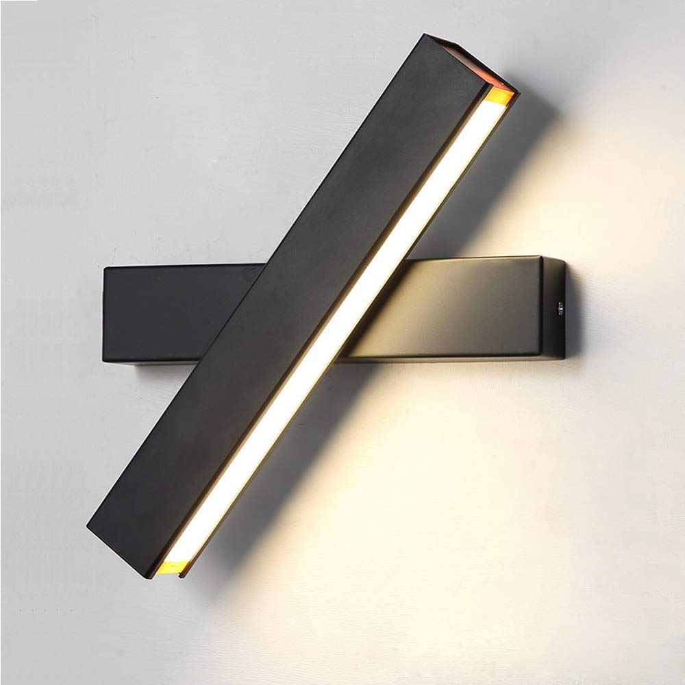 Stoex – Applique Murale Led 12w Noire – Rotation 360° – Éclairage Blanc Chaud – Luminaire Intérieur Pour Chambre Et Salon