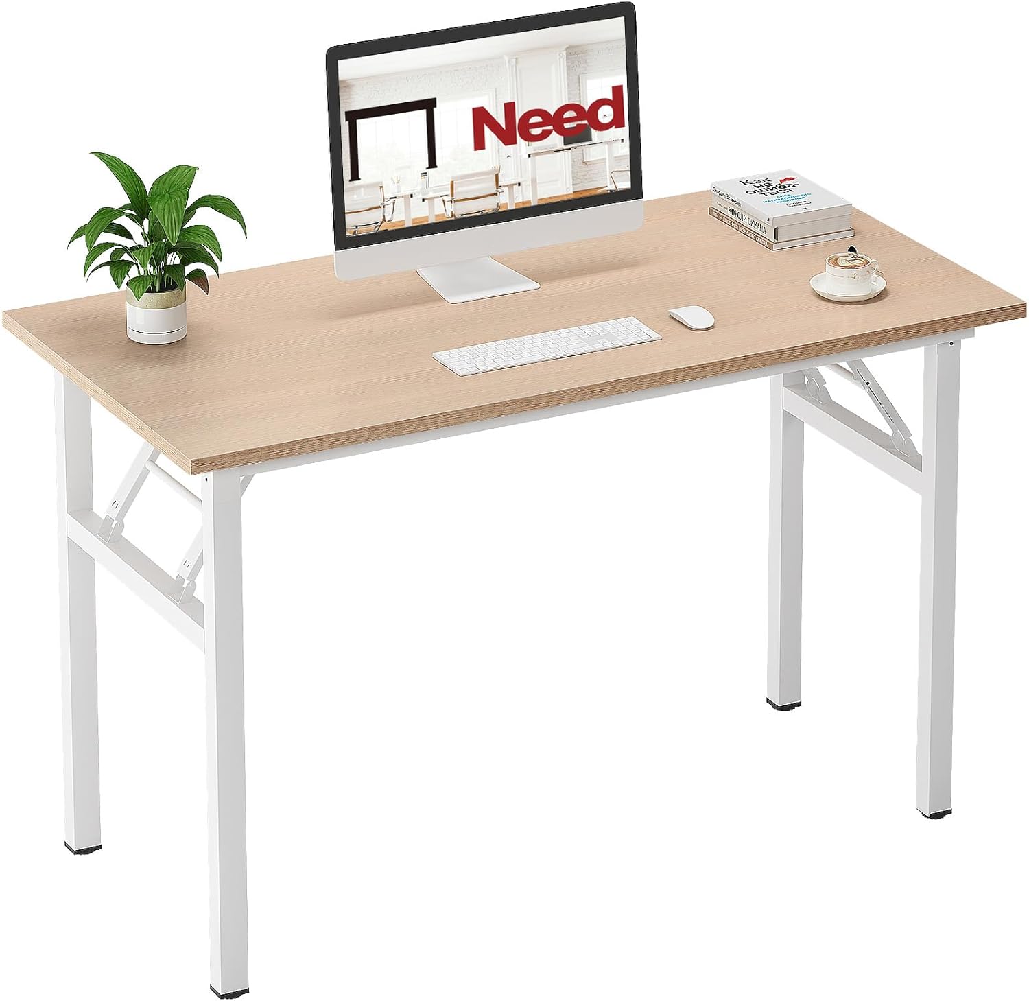 Need - Bureau D'Ordinateur Informatique Pliante 120x60cm Table D'Étude/à Dîner Pliable Pour Maison/bureau,chêne