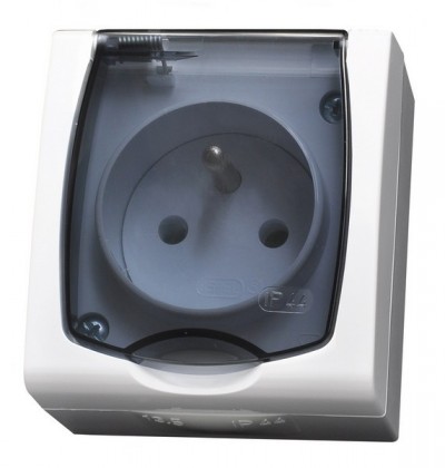 Ospel Madera Einzelsteckdose, Hermetisch, Mit/Ohne Ip44 Transparenter Abdeckung, Weiß, Gnh-1Nz/00/D