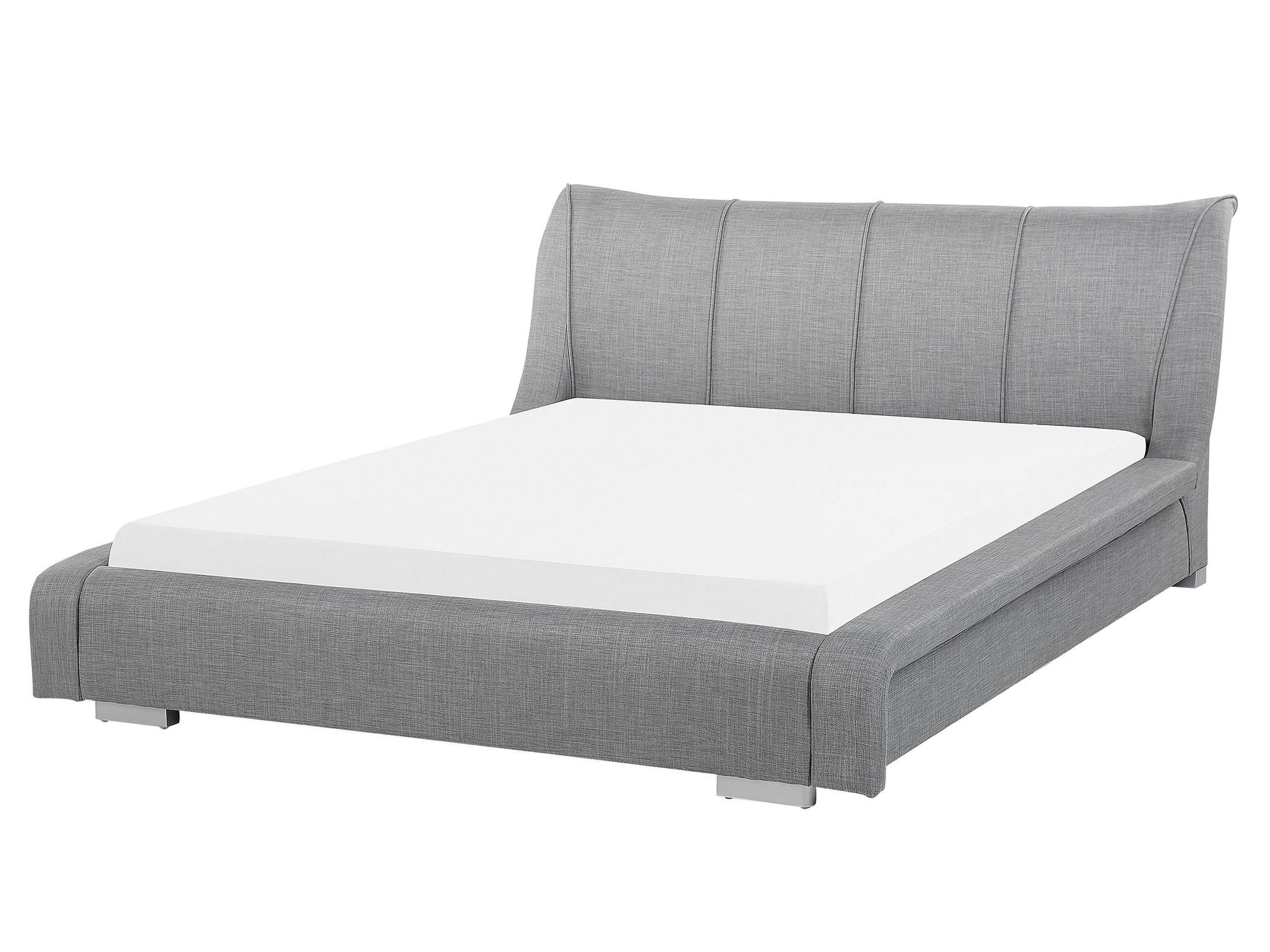 Beliani Modern Fabric Eu King Size Waterbed 5ft3 Light Grey Curved Headboard Nantes