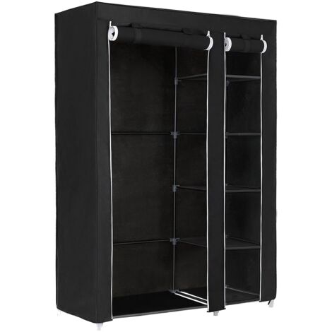 Armoire De Rangement, Penderie De Vêtement Pliable En Tissu Non-tissé, 110 X 45 X 175 Cm, Noir Lsf007