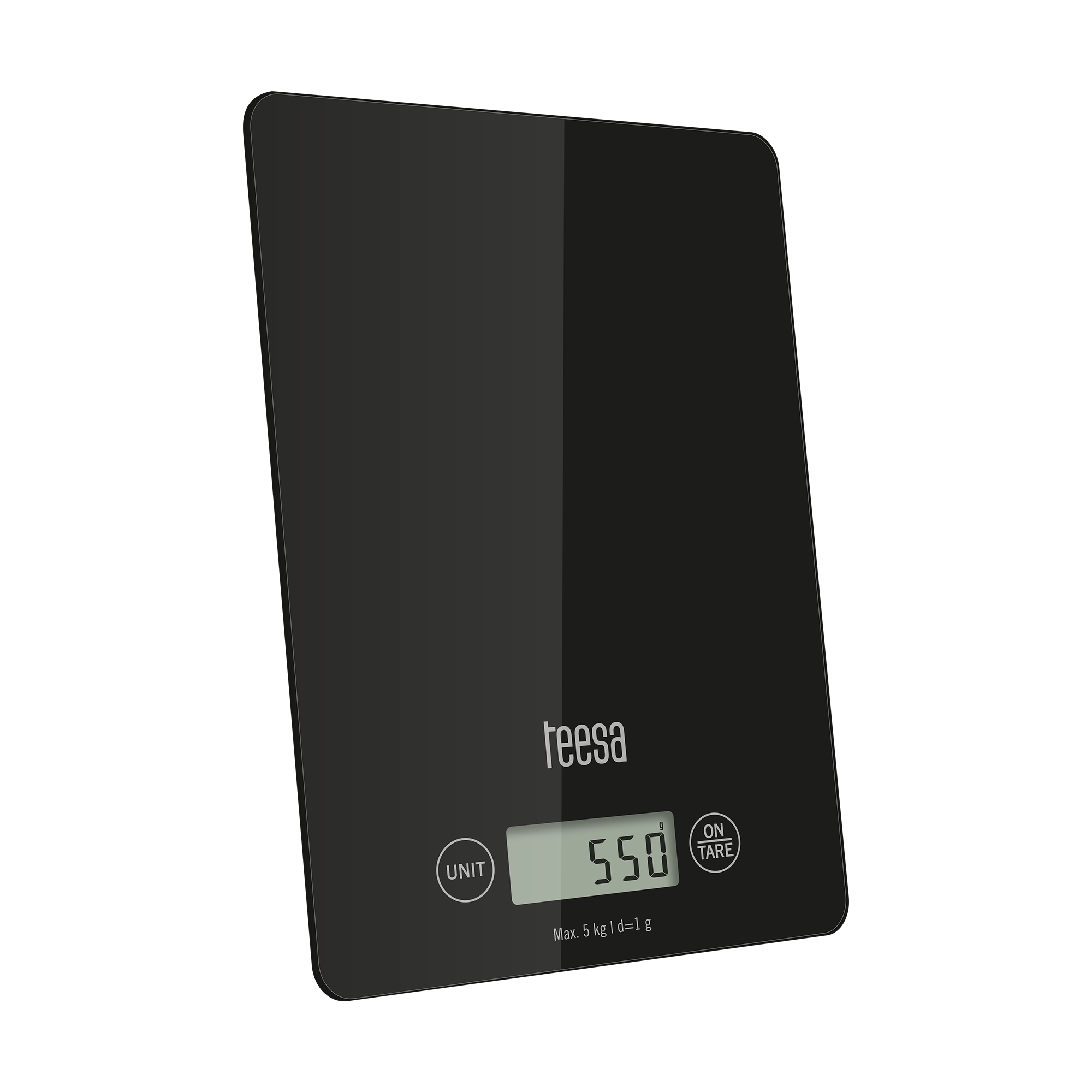 Teesa Schwarz Elektronische Küchenwaage, Glas, Für Zuhause, Tara, 5 Kg