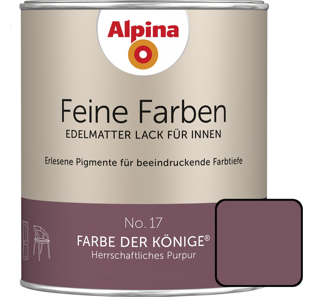 Feine Farben Lack No. 17 Farbe Der Könige Purpur Edelmatt 750 Ml Buntlacke - Alpina