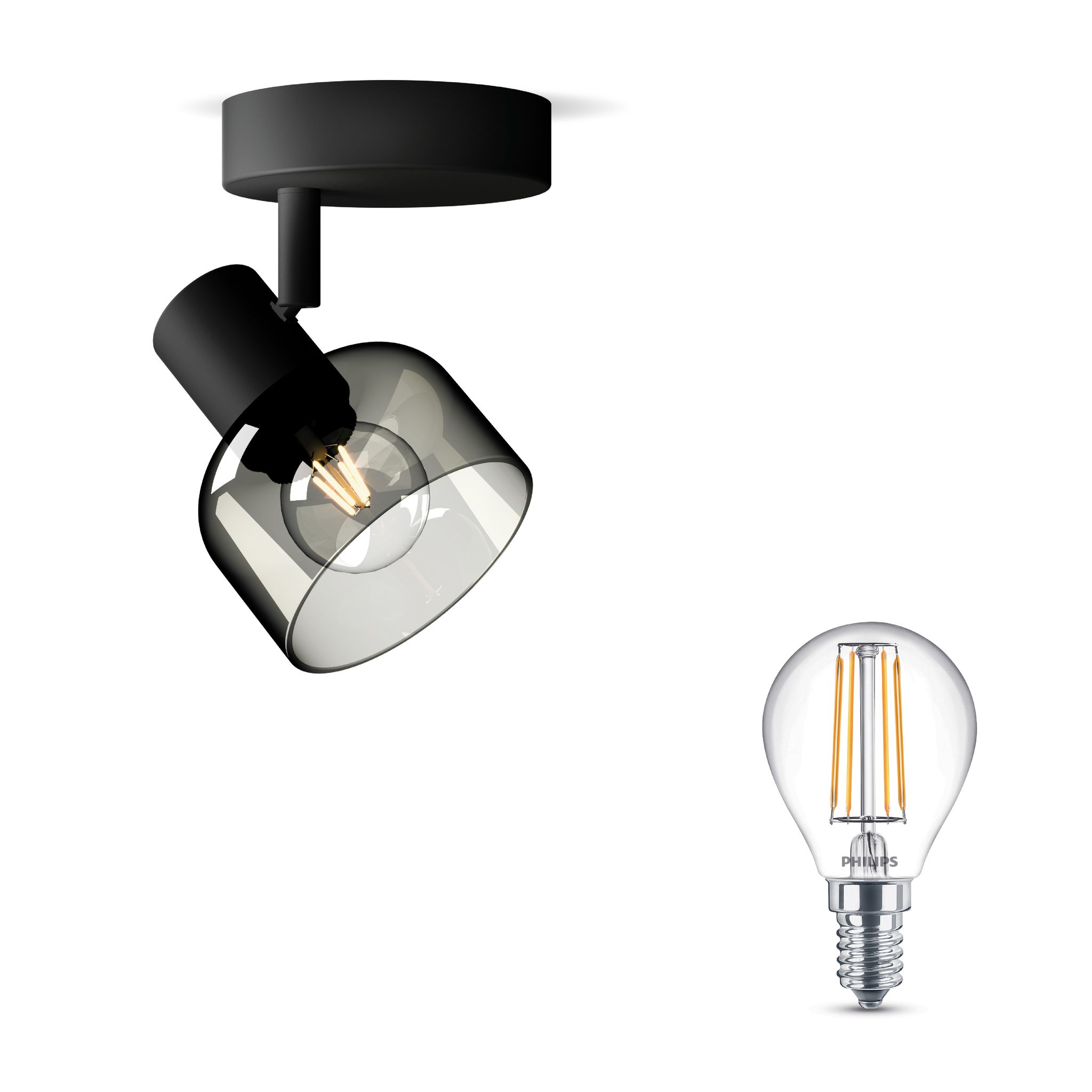 Philips Sleet Aufbauspot Für Badezimmer Mit 1 Lichtpunkt E14 (schwarz) - Philips Led E14 40w Nicht Dimmbar