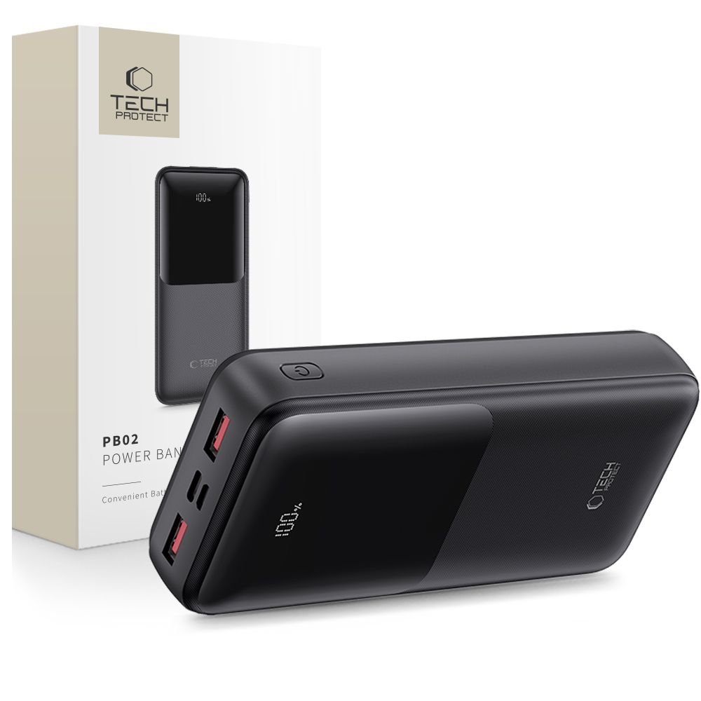 Tech-Protect Powerbank PB02 20000mAh 22.5W - black (20000 mAh, 22.50 W), Powerbank, Schwarz - Bild 3