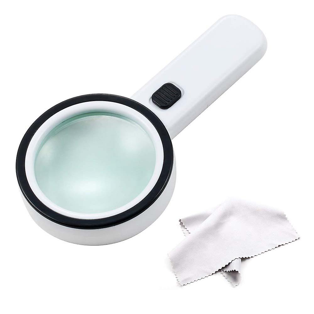 Loupe de poche format jumbo 11 cm, grossissement 10x, éclairage LED et UV, poignée ergonomique