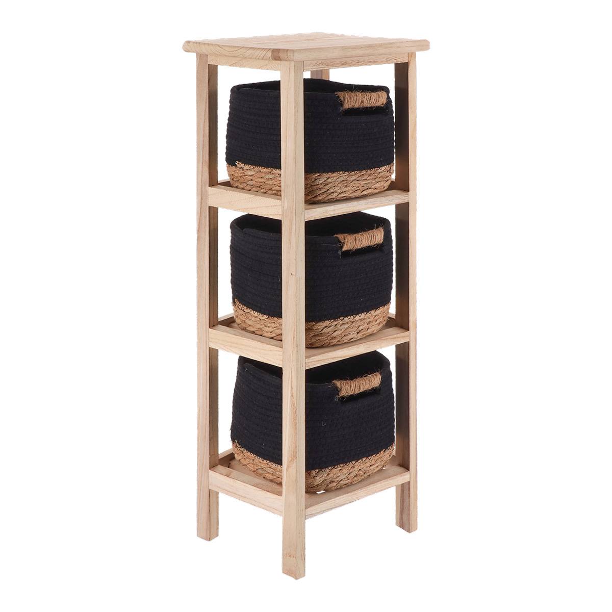 Tendance - Meuble En Paulownia 3 Tiroirs En Matiere Vegetale Et Coton