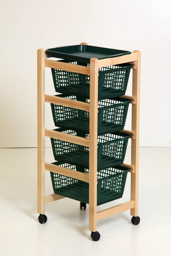 Carrello Portafrutta Jolly Naturale Legno Massello Con Ruote Con Ce...