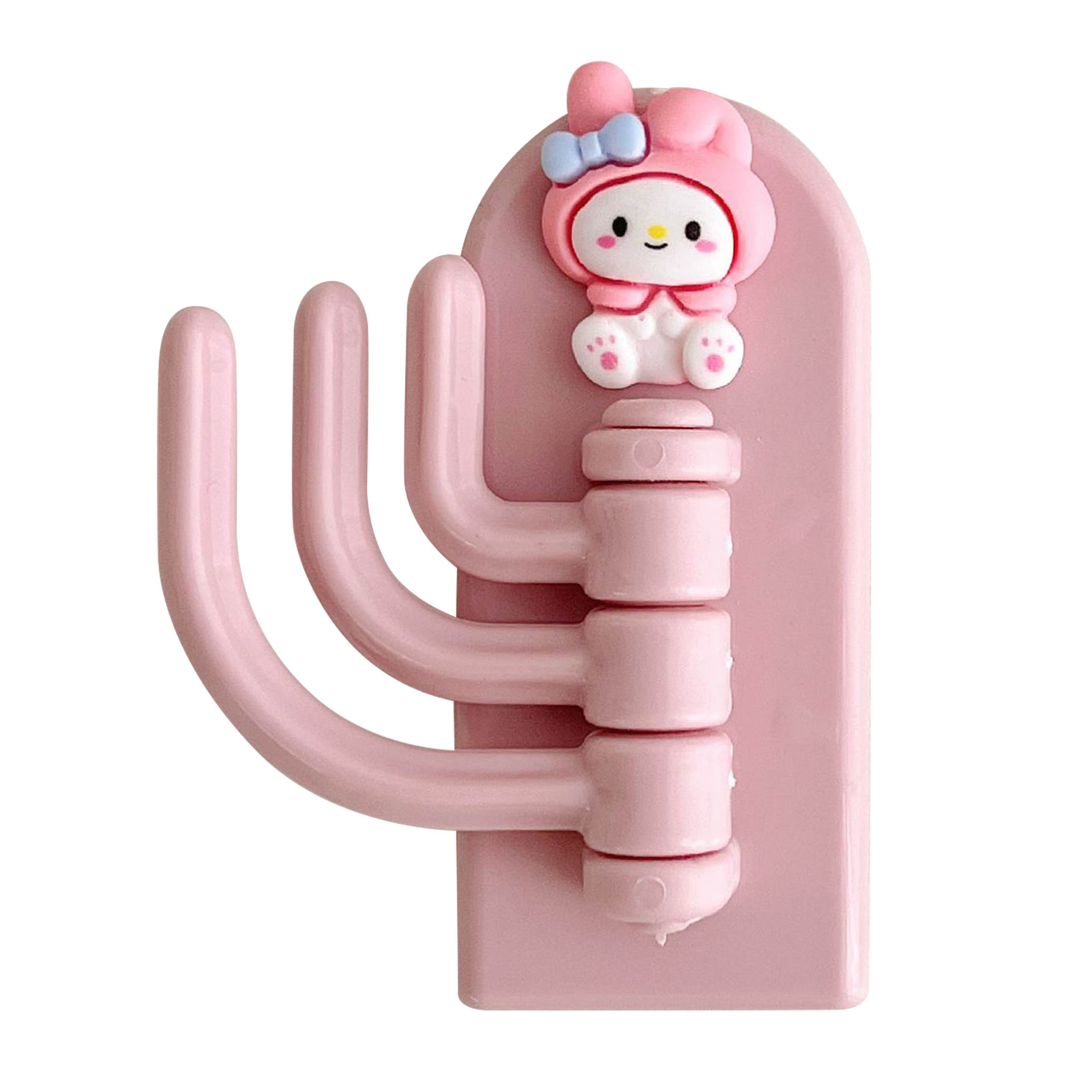 Crochet mural adhésif design lapin rose, plastique, 3,5 x 8 cm, lot de 4