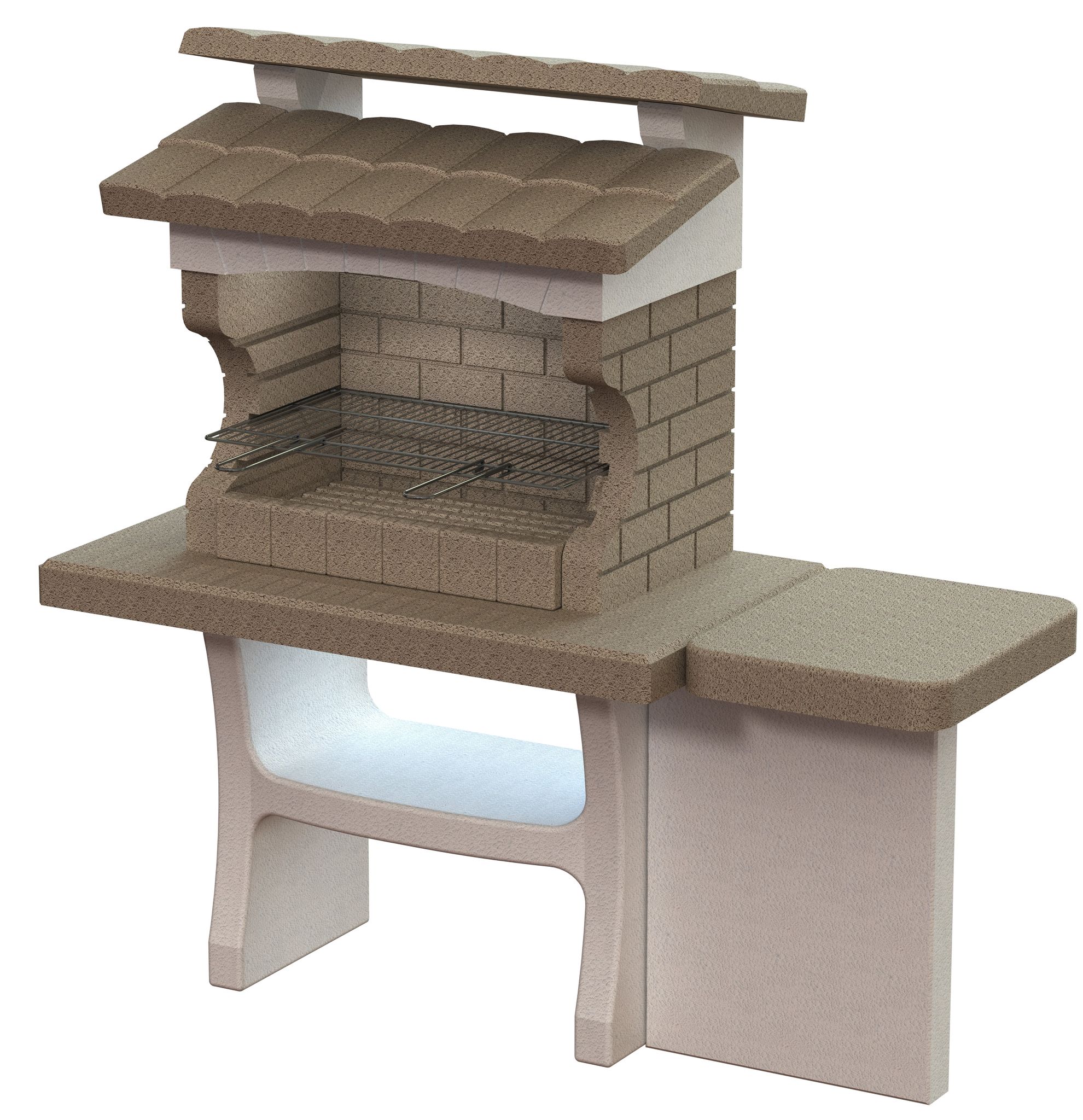 Sarom Gartengrillkamin Aus Kunststein Mit Weitem Seitentisch, Modell Luxor