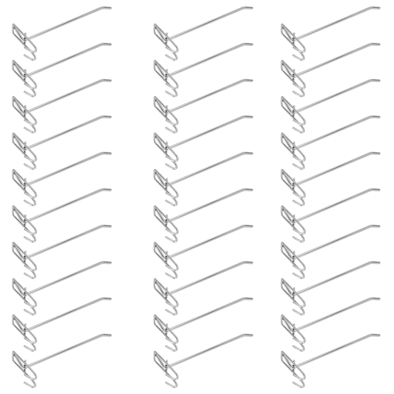 Crochets de rangement pour panneau perforé et grille, acier galvanisé 6 mm, longueur 20 cm, lot de 30
