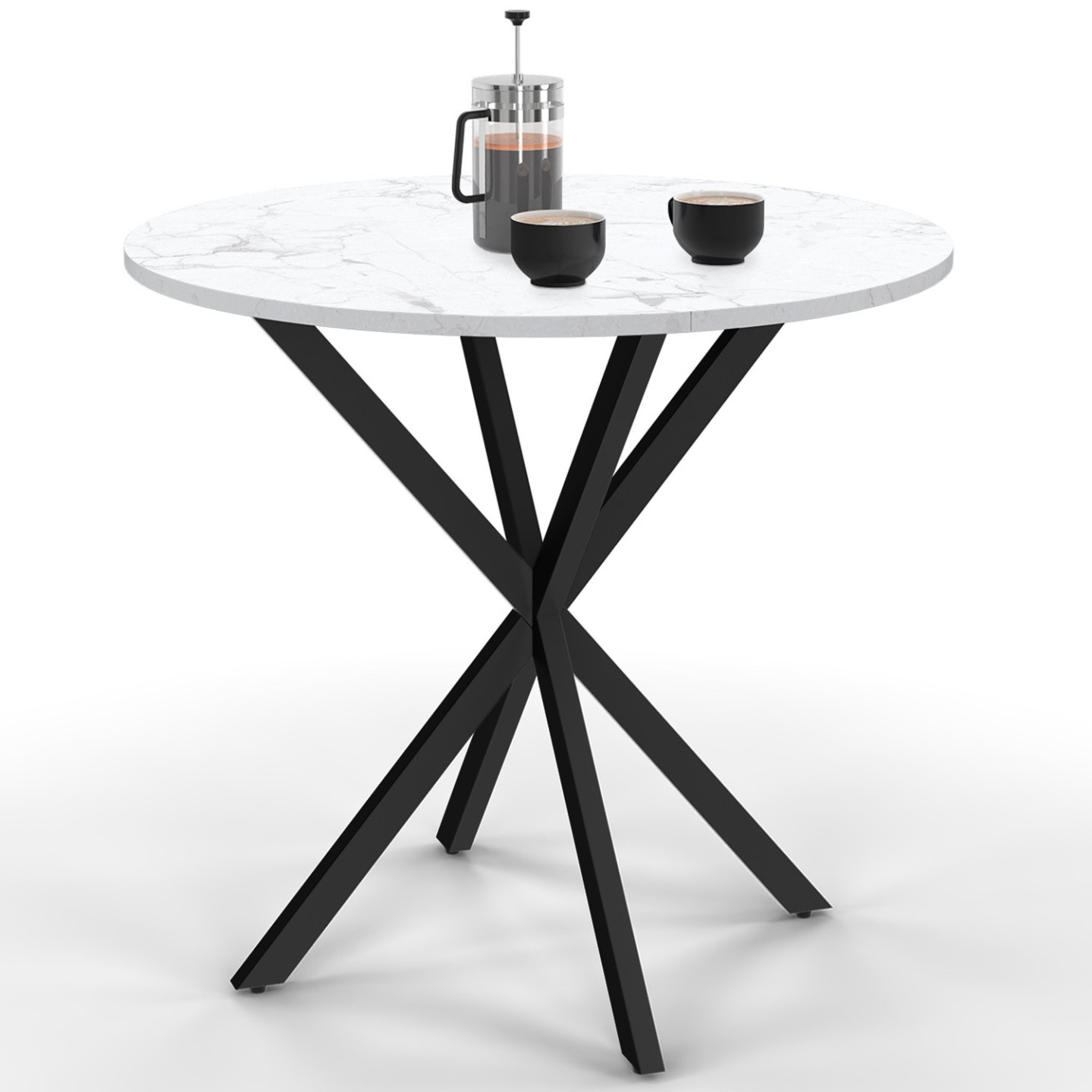 Idmarket - Table À Manger Ronde Alix 4 Personnes Pied Araignée Noir