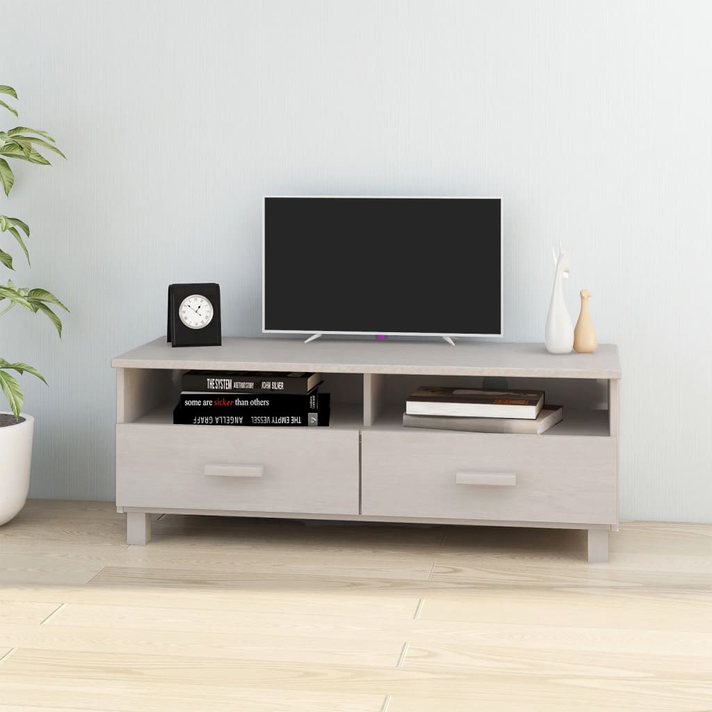 Vidaxl - Meuble Tv Hamar Blanc 106x40x40 Cm Bois Massif De Pin