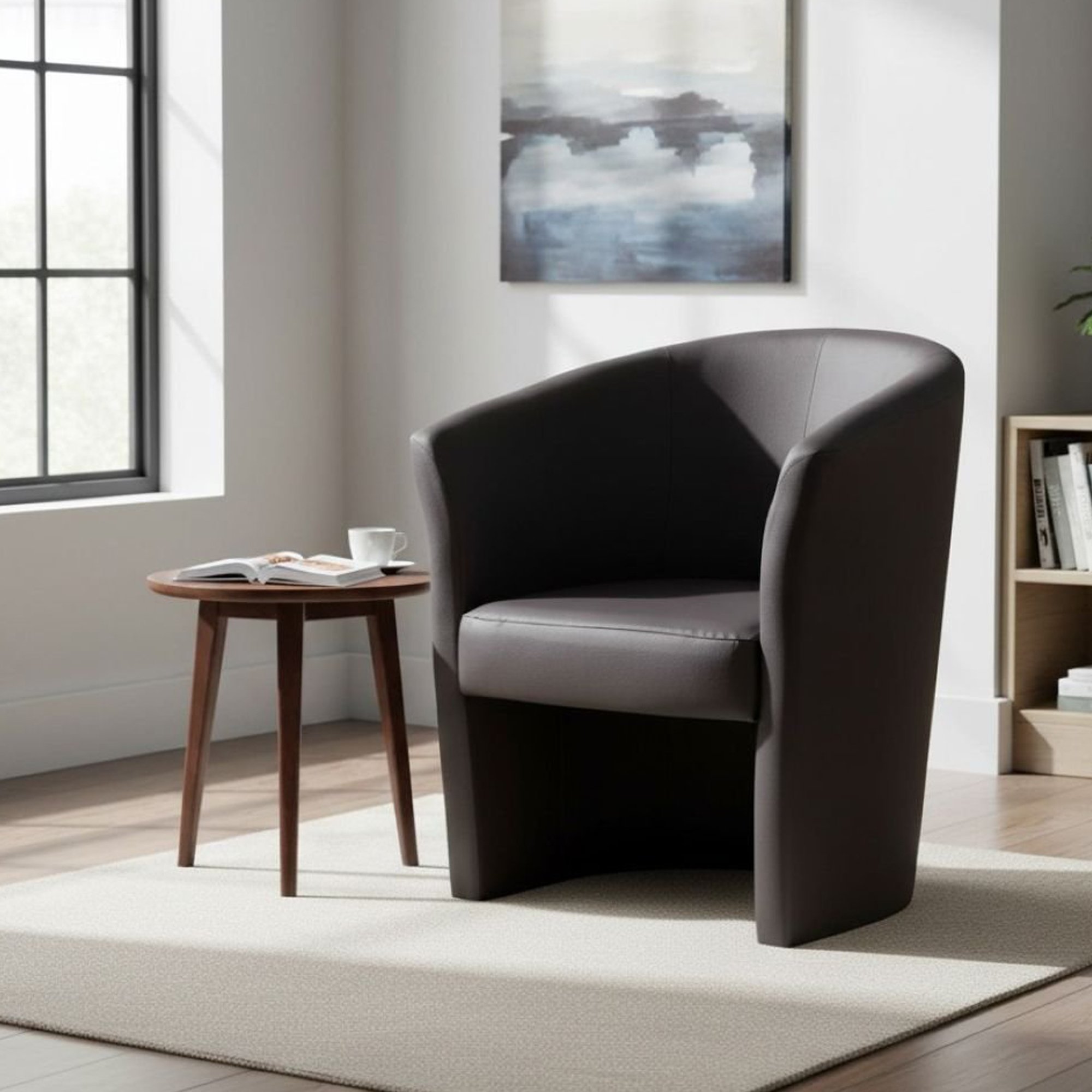 Dmora - Fauteuil Avec Revêtement En Éco-cuir, Couleur Noire, 65 X 78 X 60 Cm