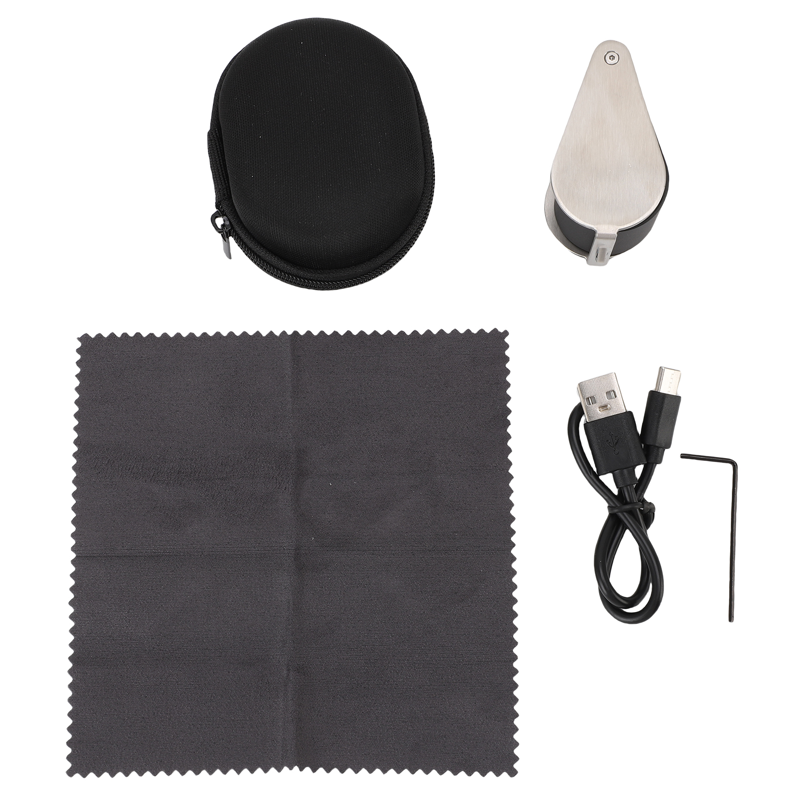 Loupe de bijoutier pliante 10x, verre K9, 4 modes d'éclairage LED, rechargeable