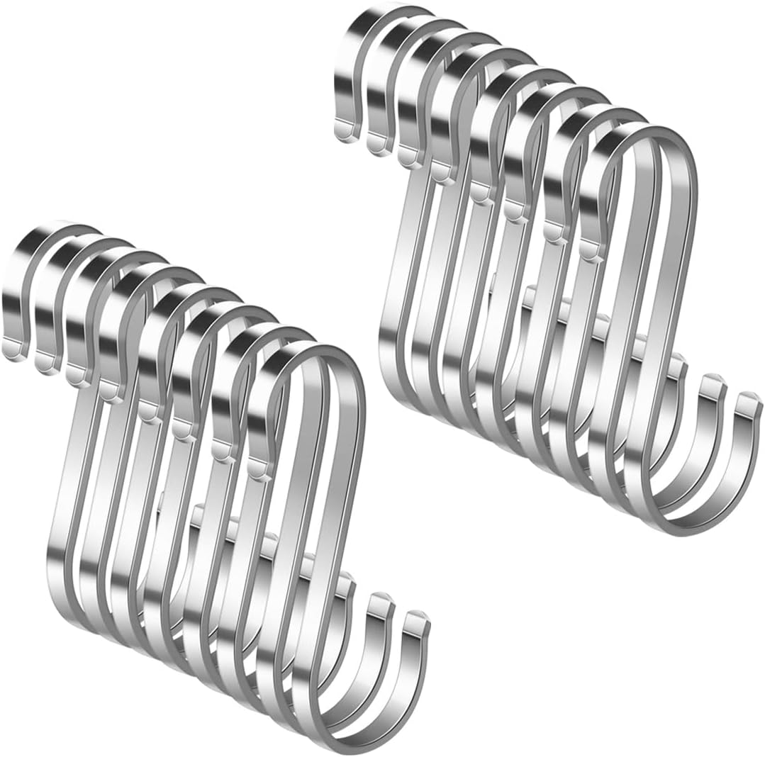 Crochets en S en acier inoxydable 304, deux ouvertures, pour cuisine, salle de bains ou atelier, lot de 16