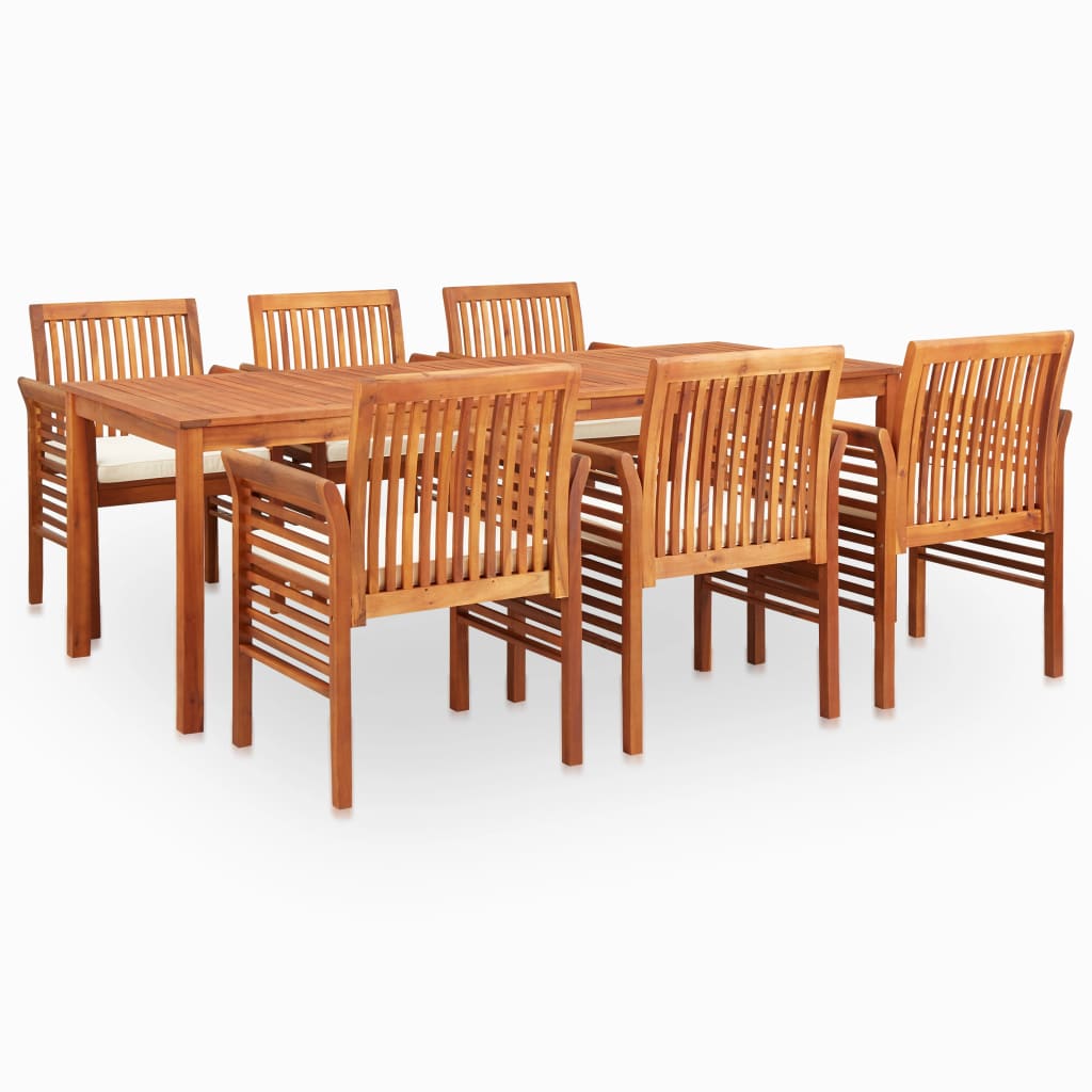 Ensemble À Manger D'Extérieur 7 Pcs Et Coussins Acacia Solide Vidaxl