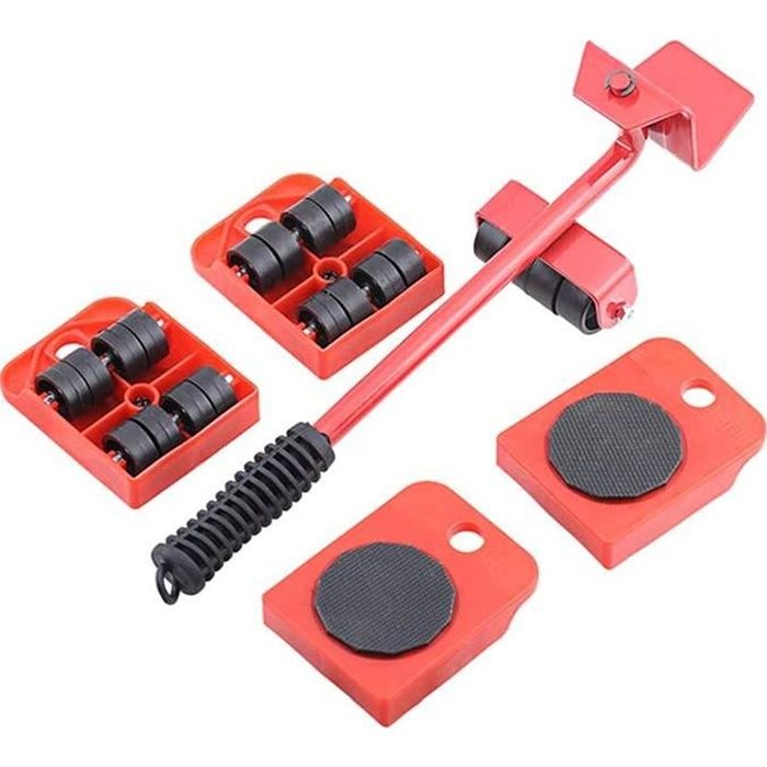 Kit de déplacement de meuble avec levier de soulèvement et 4 roulettes, pour mobilier lourd, 1 pièce
